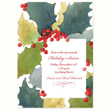 Load image into Gallery viewer, Holly Leaves Invitation