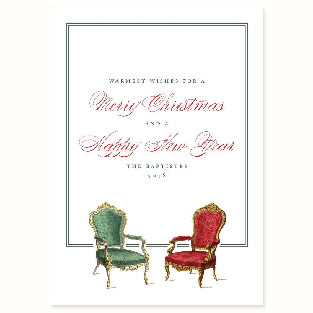 Louis XV Christmas Chairs Card