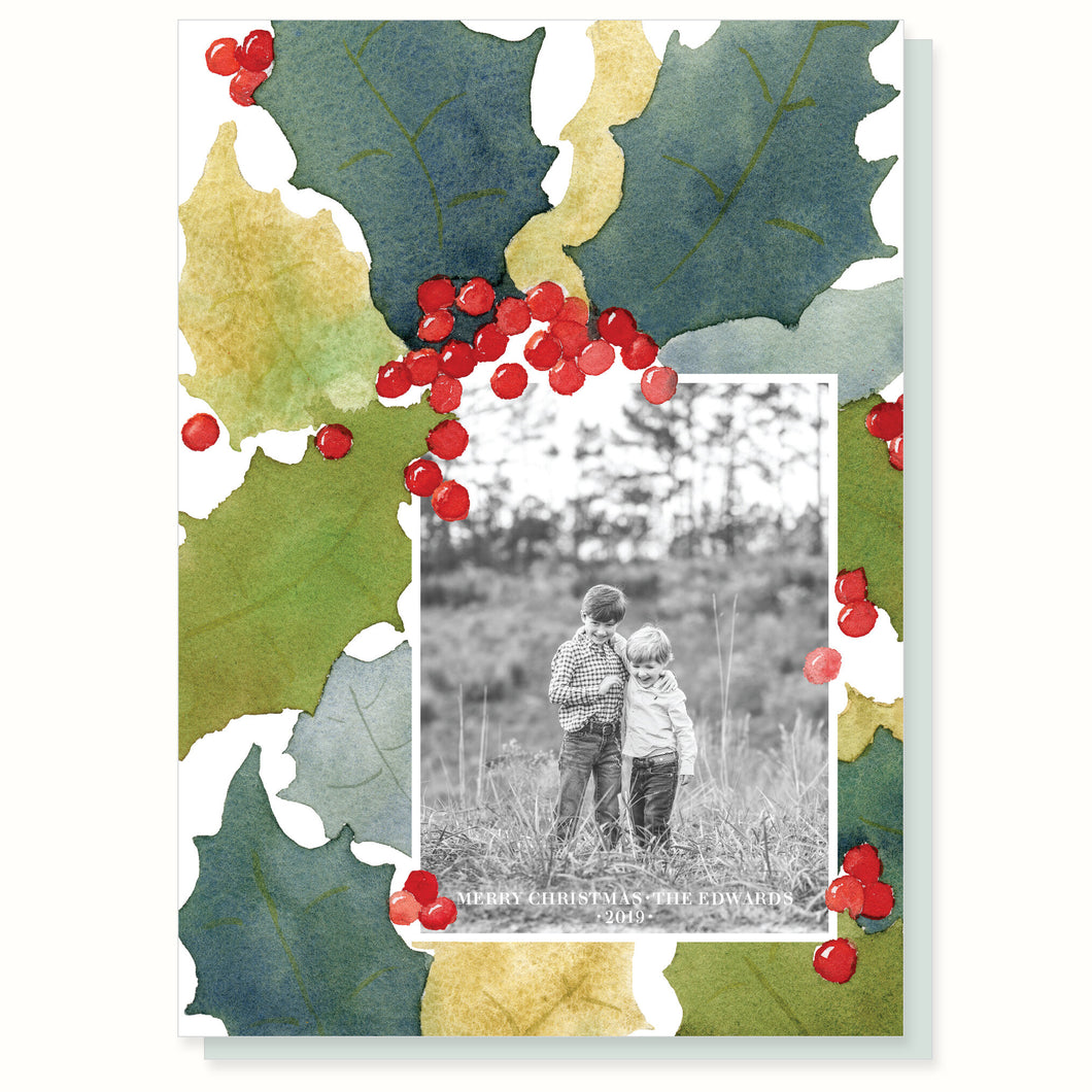 Holly Leaves Card